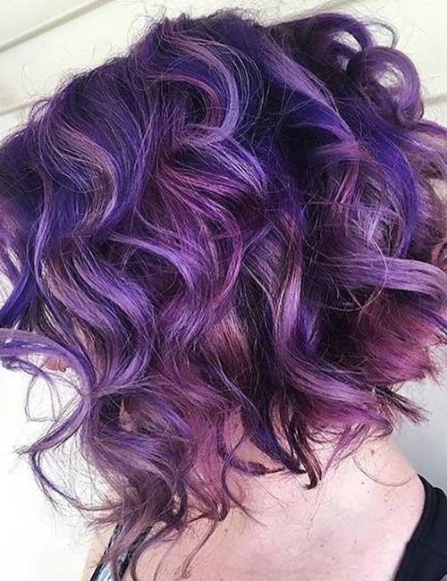 20. Curly Purple Stacked Bob