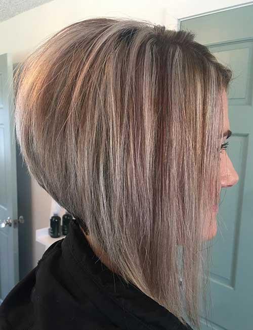 22. Ash Blonde Stacked Lob With A Dramatic Angle