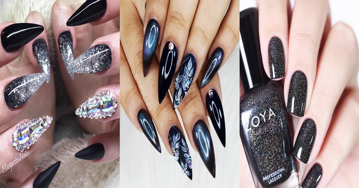 33 BLACK GLITTER NAILS DESIGNS THAT ARE MORE GLAM THAN GOTH - Hairs.London
