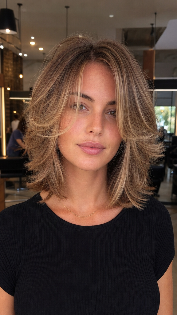 37 FABULOUS SHOULDER LENGTH BOB HAIRSTYLES Sandy Beige Feathered Hair