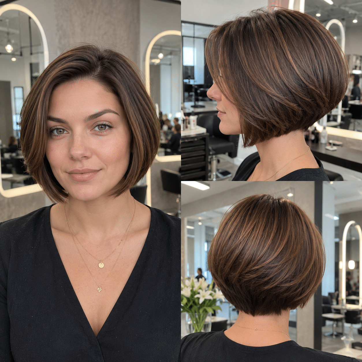 Warm Mocha Balayage Bob Hair