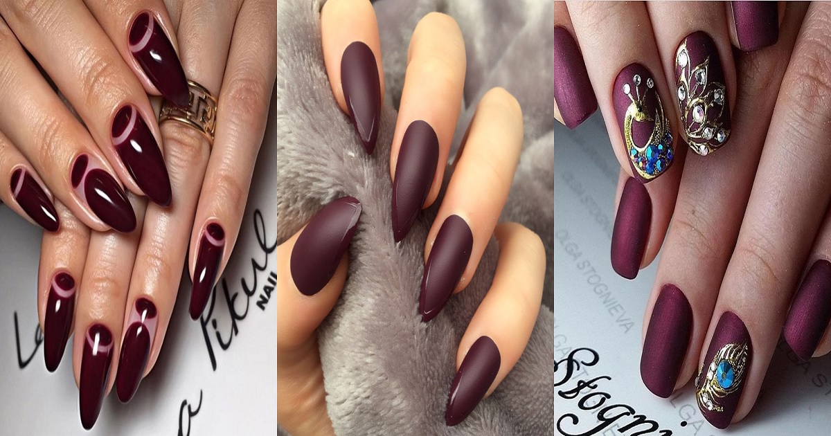 9. Burgundy and nude nail design - wide 10
