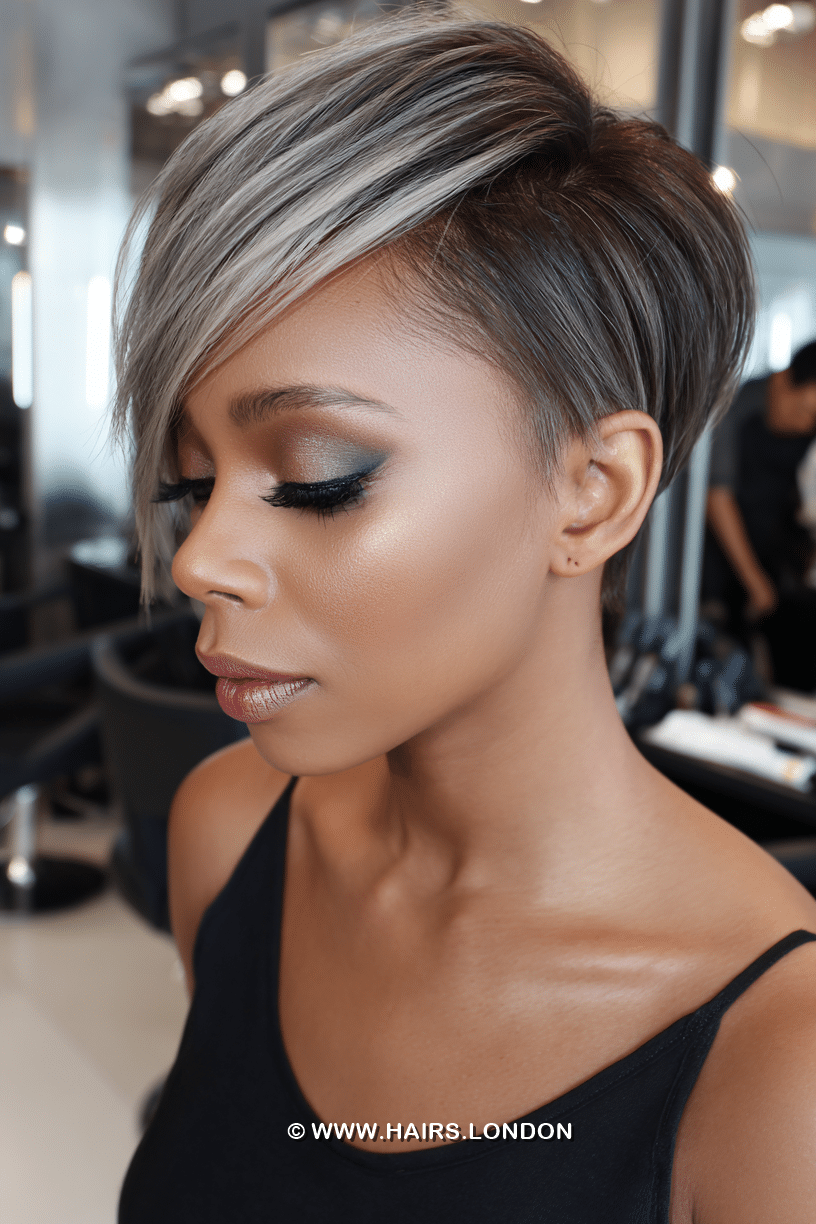 Cool Espresso Silver Blend Pixie Hair