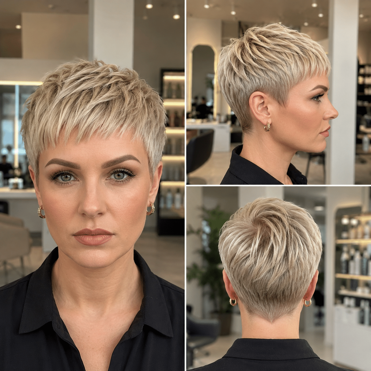 Frosted Beige Blonde Pixie Hair
