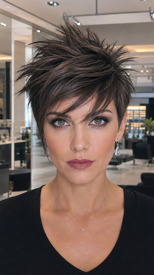 Smoky Espresso Textured Pixie Hair