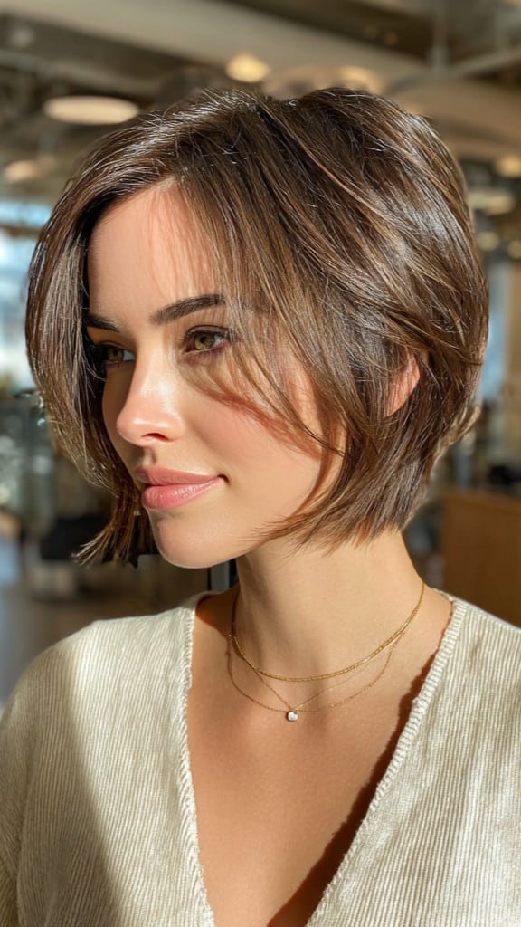 Glossy Brunette Bob Hair