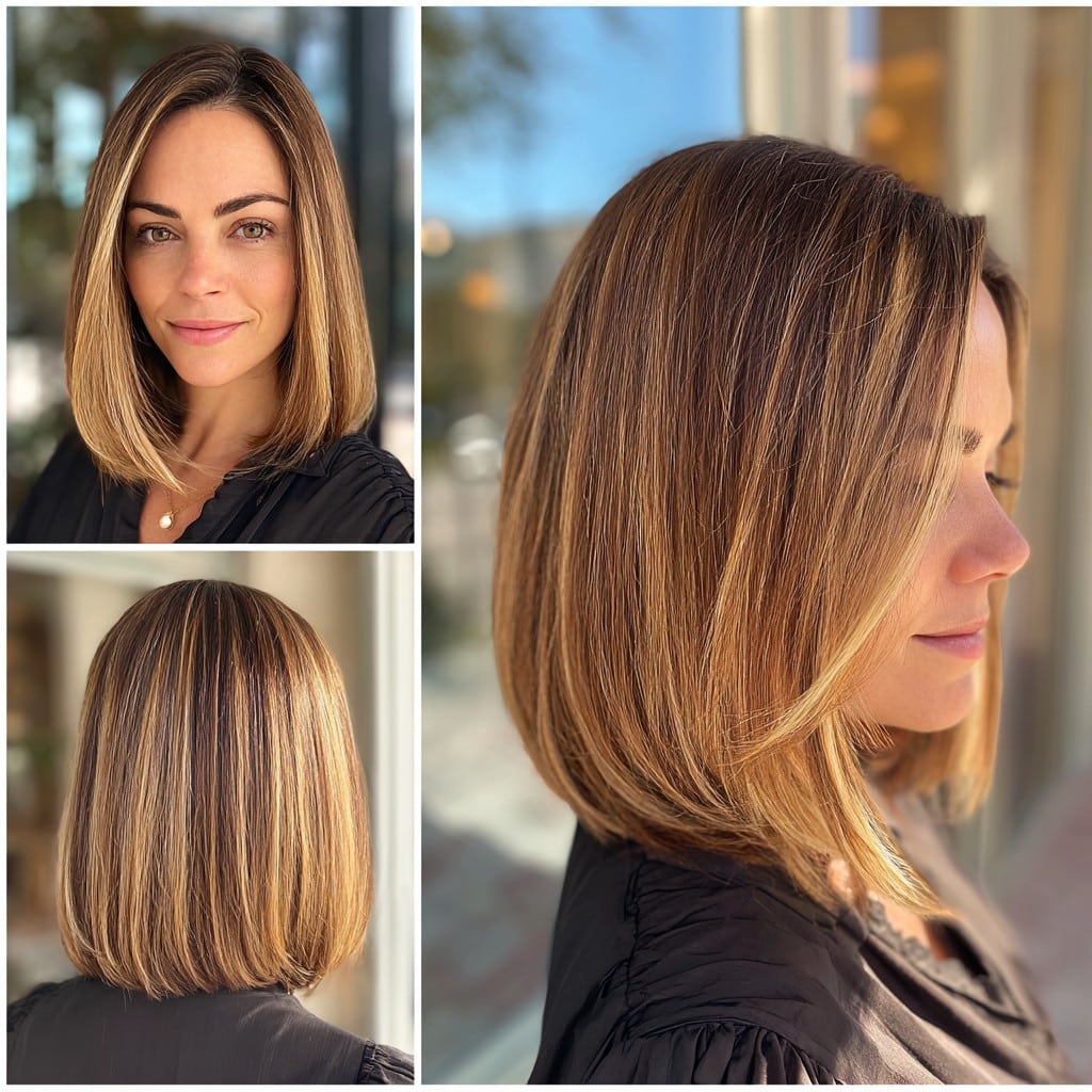 Honey Brown Balayage Bob Hair
