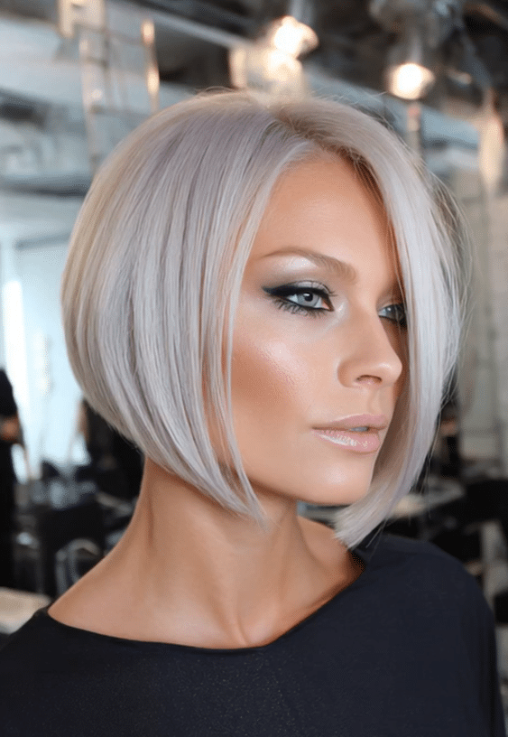 Icy Silver Blonde Bob Hair