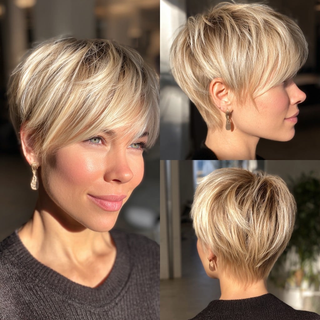 Soft Blonde Balayage Pixie Hair