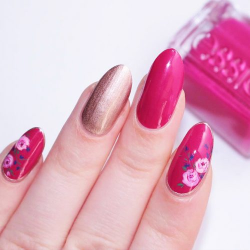 Almond Nails with Flowers Picture 2