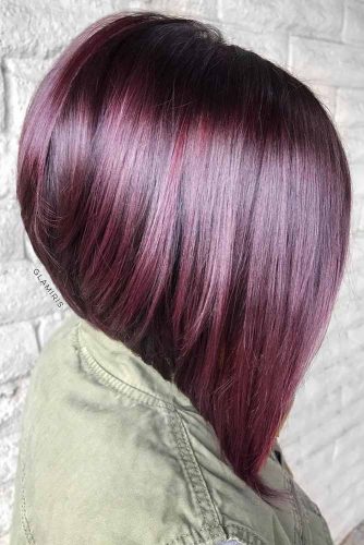 Amazing A-line Bob For Straight Hair #inveretedbob #alinebob #purplehair #straighthair