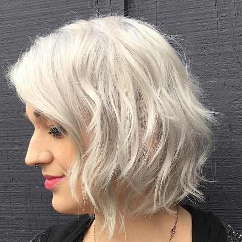 Ash Blonde Wavy Bob