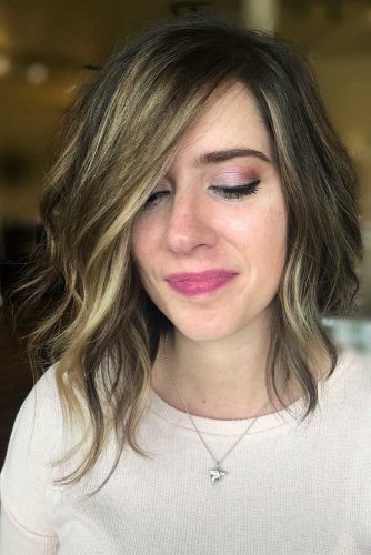 Asymmetrical Lob Haircut With Balayage #balayagehair #wavybob