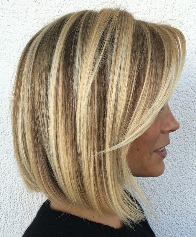 Blonde Balayage Bob With Swoopy Bangs