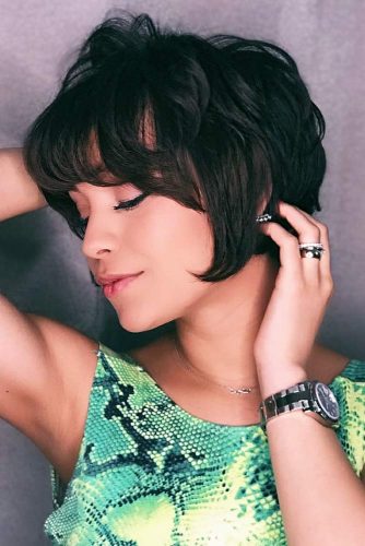 Bob Hairstyle With A Bang #shortbobhairstyles #bobhairstyles #hairstyles #layeredhair #blackhair