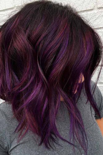 Brown Curls with Lilac Highlights