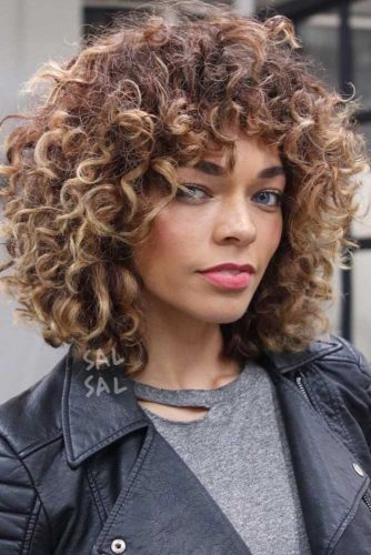 Caramel Blonde Balayage Short Curly Hair