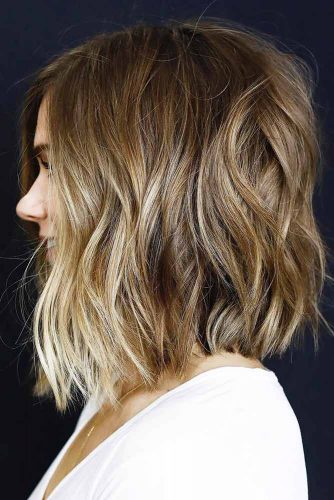 Cool Wavy Inverted Bob Haircut #shorthaircuts #lightbrownhair #wavyhair 