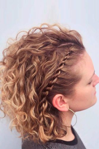 Curly Hair With Side Twisted Braid #curlyhair #twistedhairstyle