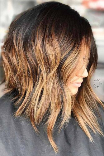 Cute Contrastive Ombre Bob #bobhaircut #brownbalayage #blondebalayage #ombre #invertedbob