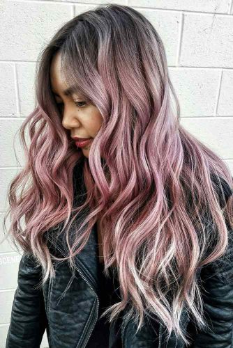 Dusty Rose Long Layered Hair #rosehair