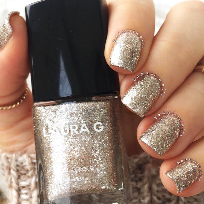 Every Day Is A Holiday With Gold Glitter Nails Picture 2