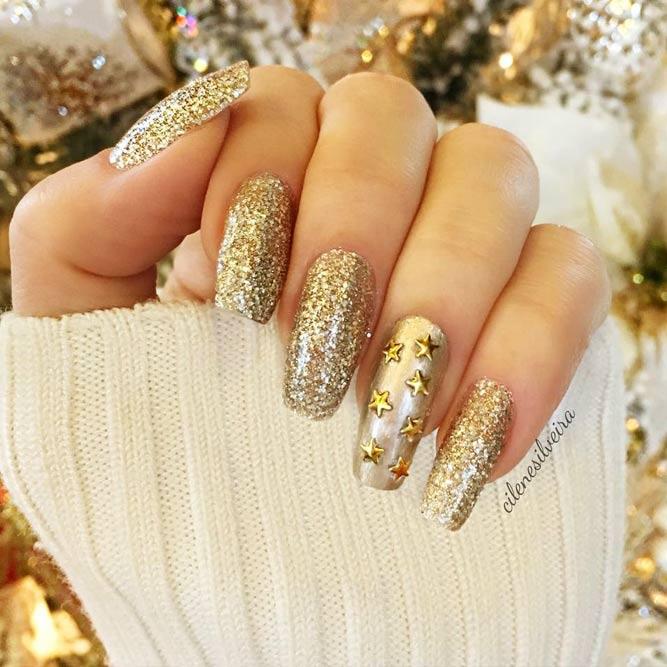 Every Day Is A Holiday With Gold Glitter Nails Picture 6