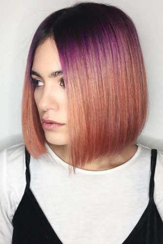 From Purple To Peach Color #shortombrehair #hairstyles #shorthair #bobhaircut #peachcolor