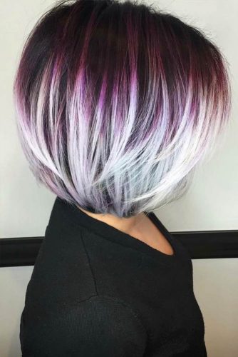 From Purple To White Style #shortombrehair #ombrehair #shorthair #bobhaircut #straighthair