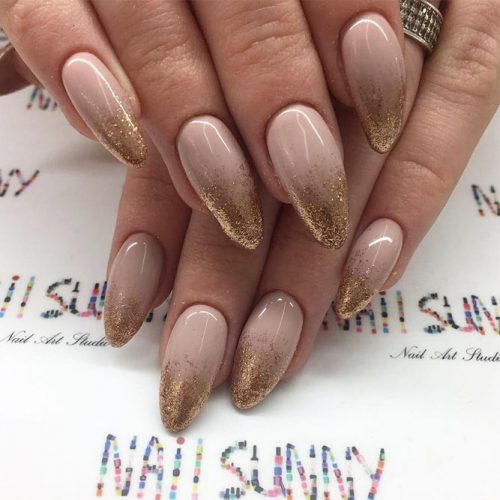 Gold Shimmer Ombre Nails #ombre
