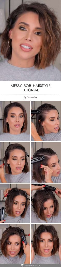 How To Messy Bob Hairstyle #shorthair #tutorial #hairstyles #bobhaircut #brownhair