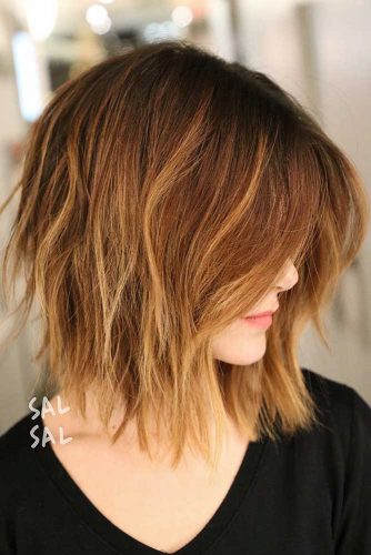 Inverted Bob with Fringe #invertedbob #blondehighlights #layeredhair #messybob