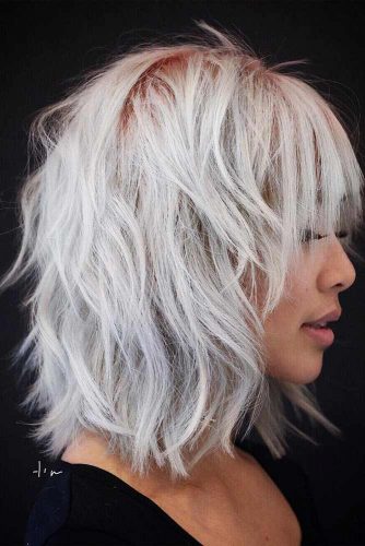 Layered Bob With Bangs #silverhair #messybob #bobhaircut