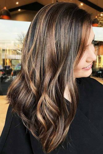 Light Brown Highlights on Chocolate Brown Hair #brunette #highlights #wavyhair