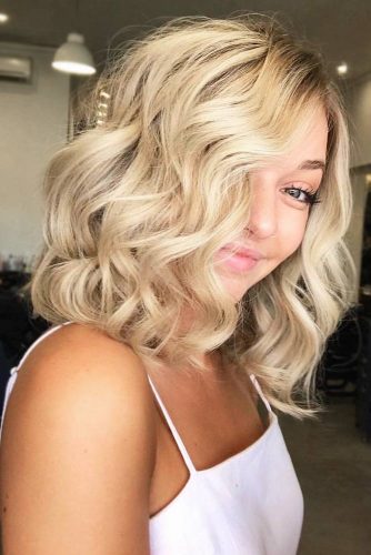 Light Sandy Blonde With Waves #wavyhair #bob #blondehair