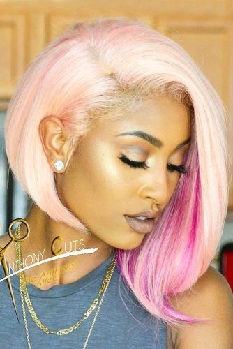 Peinado Bob largo asimétrico #pinkhair #pastelpinkhair