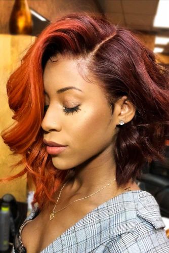 Long Asymmetrical Bob With Waves #burgundybob #wavybob