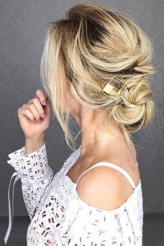 Low Bun For Medium Length Hair #updo #bun #thinhair