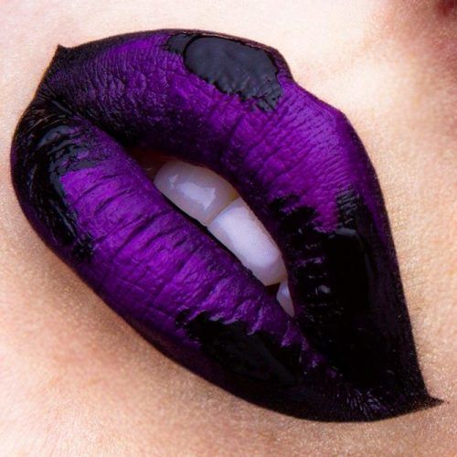 Metallic Purple Lipstick With Black Art #blackart #metalliclipstick