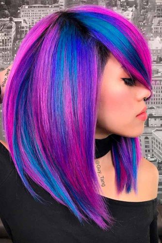 Multicolored Long A-line Bob