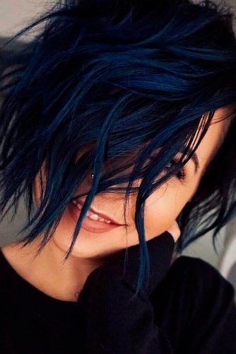 Navy Blue Layered Bob #bluehair #layeredbob