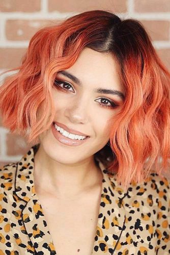 Orange Ombre Hair Black Roots #redhair #ombre #brunette