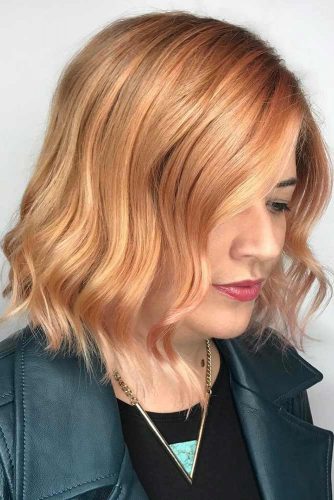 Bob melocotón pálido #bobhaircut #peachyhair #layeredbob