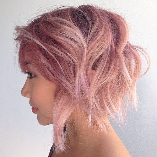 Pastel Pink Messy Bob