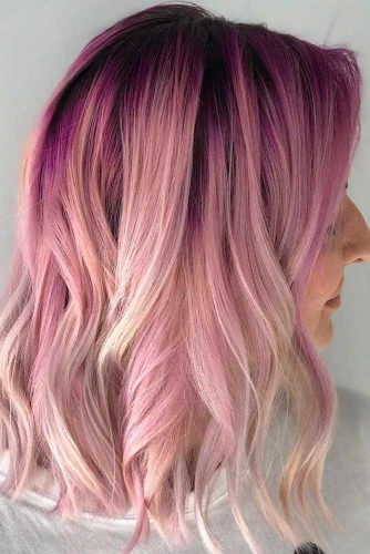 Pink Ombre Wavy Long Bob #pinkhair #wavyhair #ombrehair