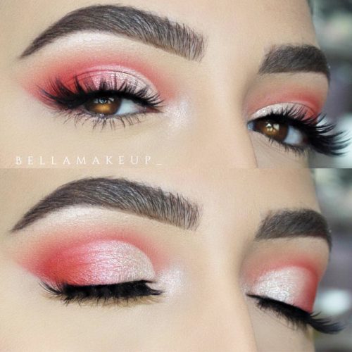 Pink Shimmer Smokey Eyes Look #pinksmokey #softarchbrows
