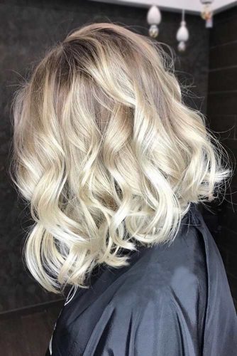 Platinum Wavy Blonde Bob Wavyhair Balayage Hairs London