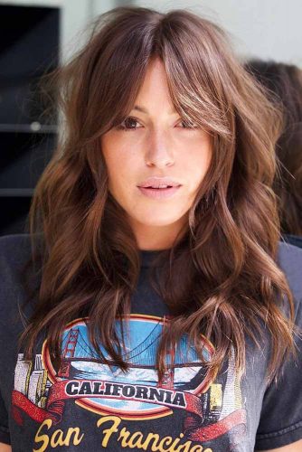 Razored Shag With Curtain Bangs #longhair #wavyhair #layeredhair #bangs #shaggy