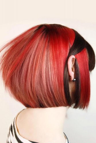 Red Color In Combination With Brown Hair
