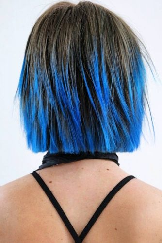 Seductive Blue Ends #shortombrehair #ombrehair #shorthair #bobhaircut #bluehair